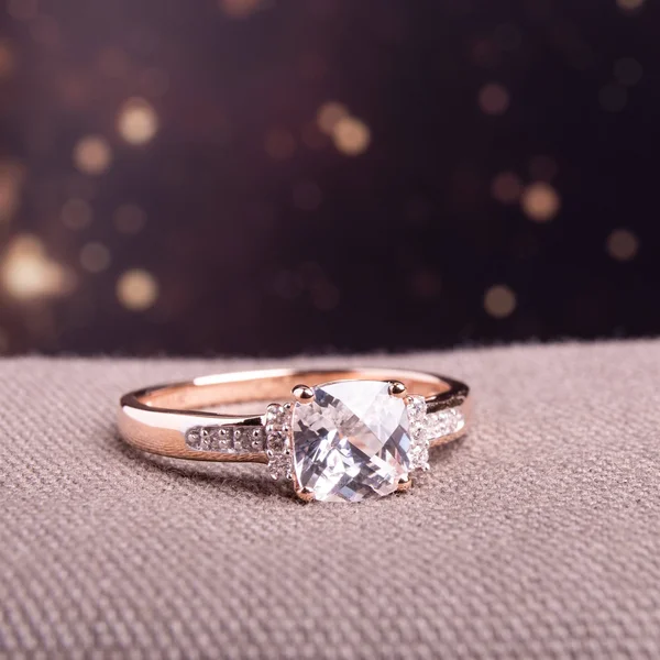Miadora 10K Rose Gold Created White Sapphire and Diamond Accent Engagement Ring - 7