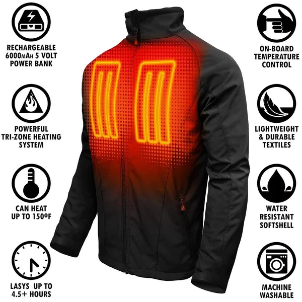 ActionHeat 5V Battery Heated Jacket - Men's, Black