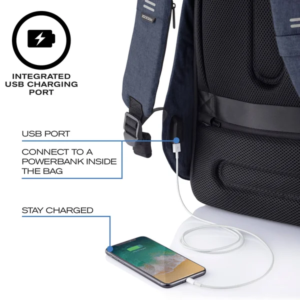 XD Design Bobby Hero Small Anti-Theft Backpack Navy Blue USB (Unisex Bag)