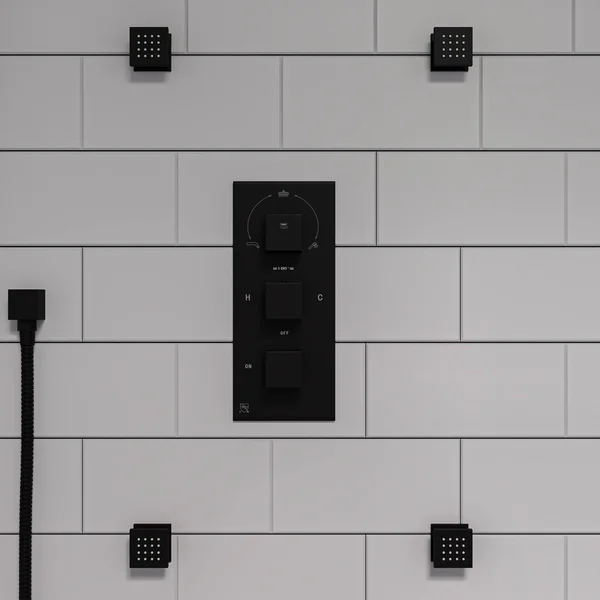 Alfi Black Matte 3-Way Thermostatic Valve Shower Mixer Square Knobs
