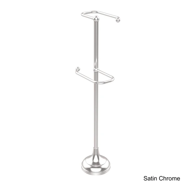 Allied Brass Free Standing Two Roll Toilet Tissue Stand - Satin Chrome