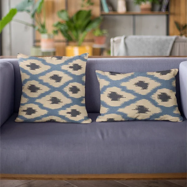 Plutus 26x22 x 26x22 Color Stitched Dot Luxury Throw Pillow in Blue