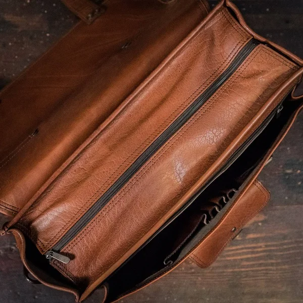 Roosevelt Buffalo Leather Briefcase Bag - Amber