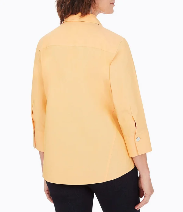Foxcroft Paityn Solid Pinpoint Oxford Non-Iron Shaped Button Front Point Collar Shirt - Womens, 14, Almond Tart