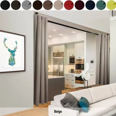 InStyleDesign 96 inchh Room Divider Curtain with Grommet (1 Panel), Size: 96W x 96H, Beige