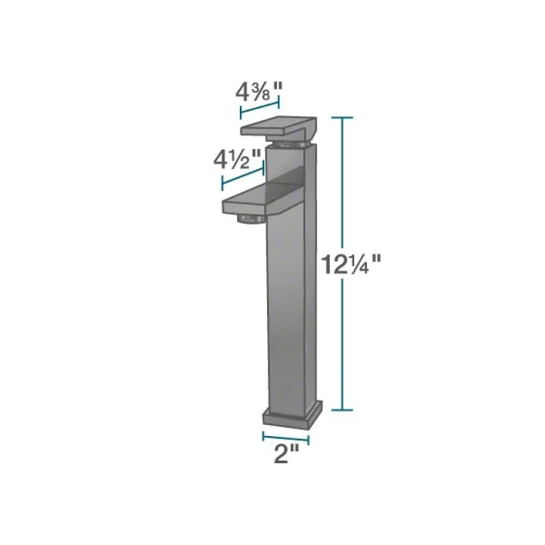 Rene R11-5003-Plt-R9-7003 Stone Composite Square Vessel Sink - Platinum, Chrome, Silver