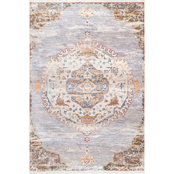 Nuloom Shaunda Medallion Fringe Area Rug - Gray