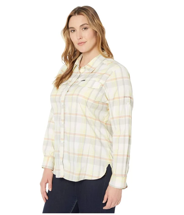 Columbia Plus Size Silver Ridge Lite Plaid Long Sleeve Dark Coral Medium Multi Plaid - 2x