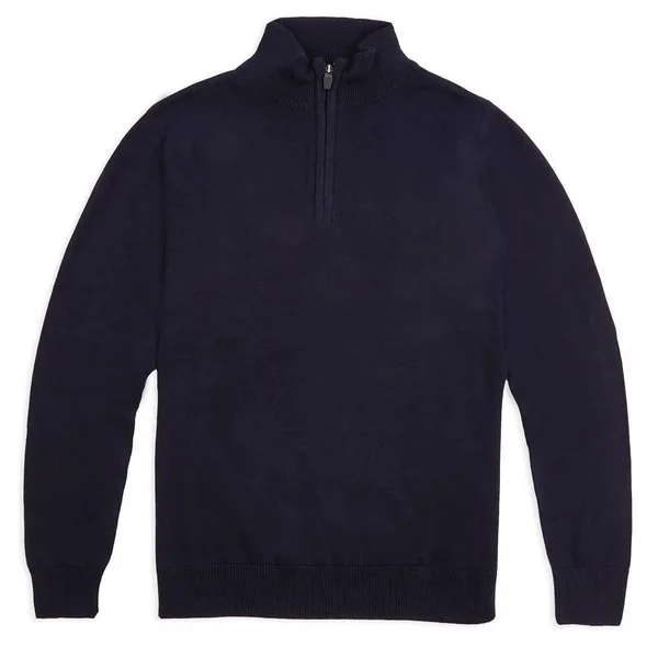 Mens 100% Extra Fine Merino Wool Quarter Zip Jumper - Navy, M