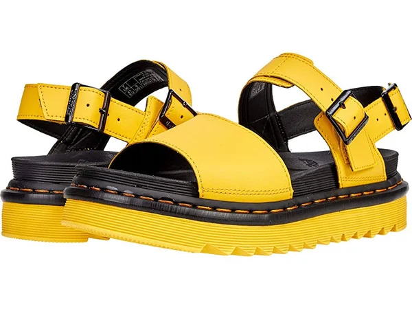 Dr. Martens - Voss Women's Leather Strap Sandals in DMS Yellow, Size 5