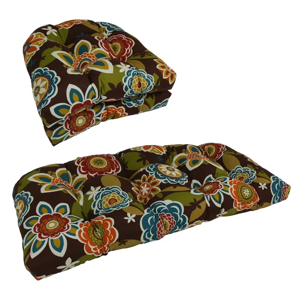 Blazing Needles 3-Piece Settee Cushion Set (Set of 3) - 19 x 19 - Telfair Peacock