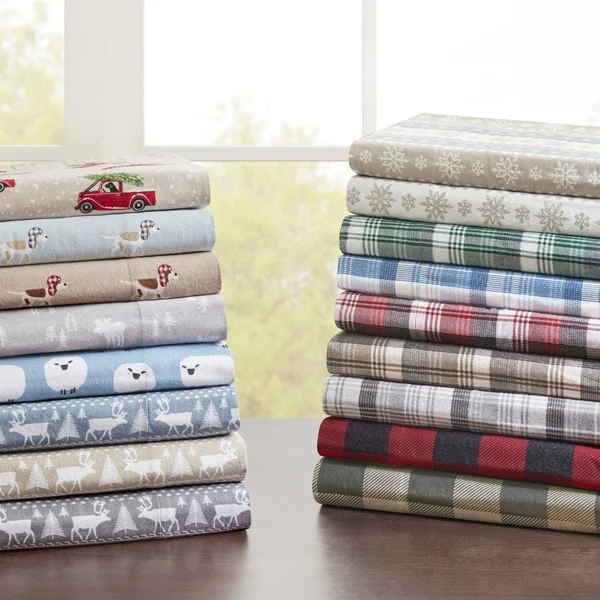 Woolrich Cotton Flannel Brown Sheet Set - Cal King
