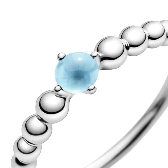Pandora December Sky Blue Beaded Ring 56