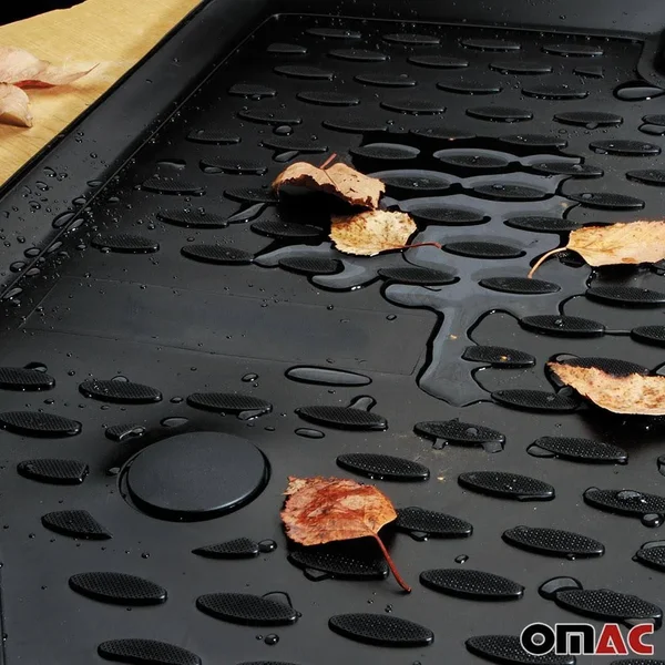 OMAC USA Complete Set Custom Fit All-Weather 3D Molded Black Rubber Floor Mat for Toyota Highlander 2014-2018