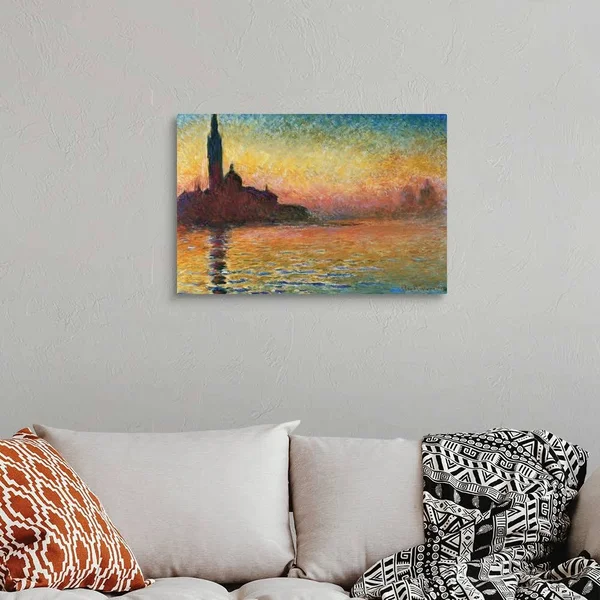 San Giorgio Maggiore at Twilight by Claude Monet, Large Solid-Faced Canvas Wall Art Print, Great Big Canvas