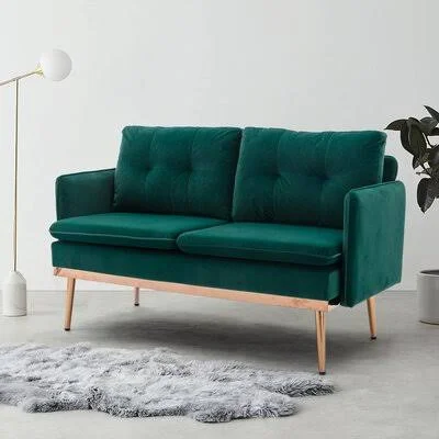 COOLMORE Velvet Sofa, Accent Sofa .Loveseat Sofa with Stainless Feet Mercer41 Fabric: Green Velvet