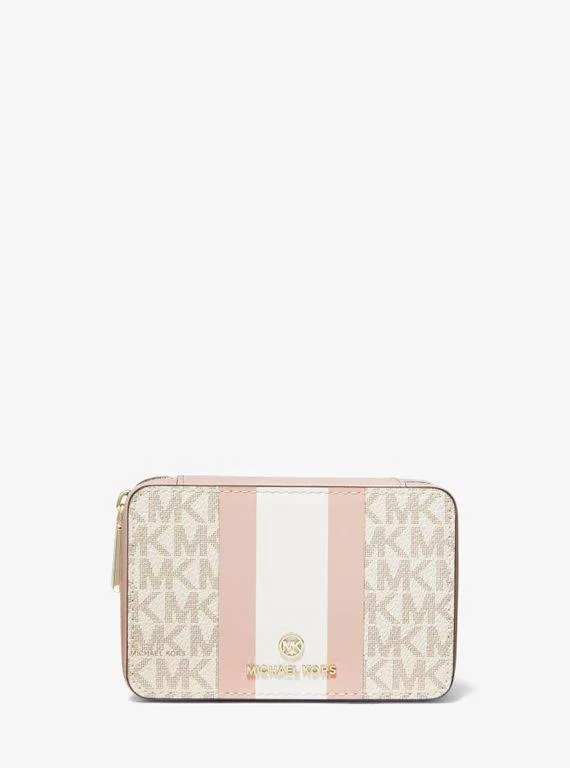 Michael Kors Small Logo Stripe Jewelry Case 32H0GTMN5B - One Size - Pink