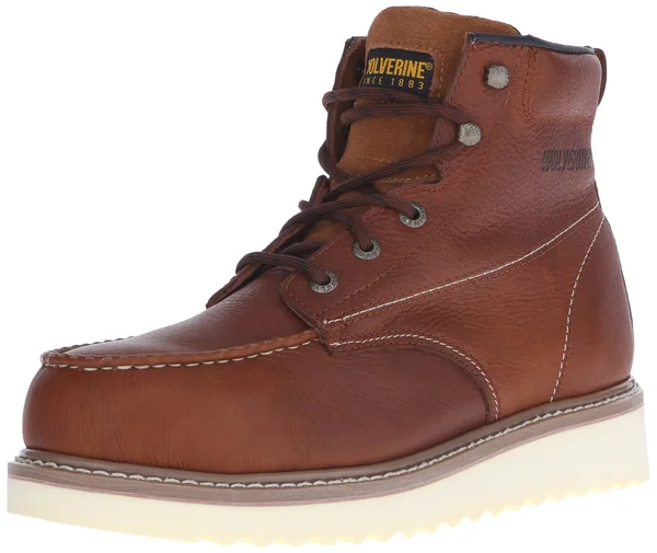 Wolverine Moc Toe Wedge Heel Steel Toe EH Tan 6 inch Work Boot