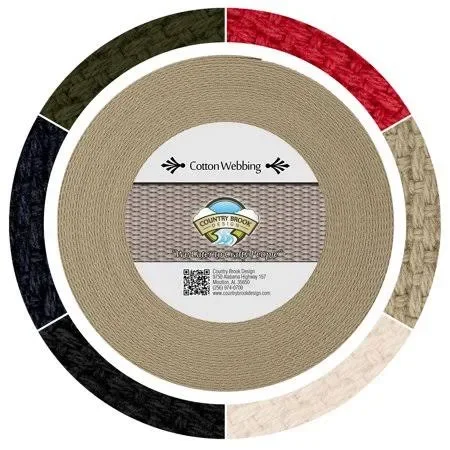 Country Brook Design 1 1/2 inch Camel Heavy Cotton Webbing, Size: 50 Yards, Brown