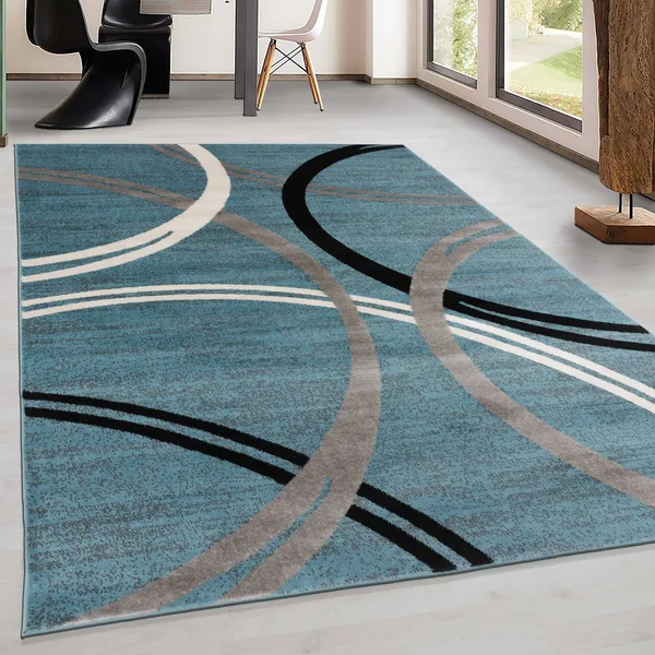 Wrg Modern Abstract Circles Design Gray 6 ft. 6 in. x 9 ft. Area Rug
