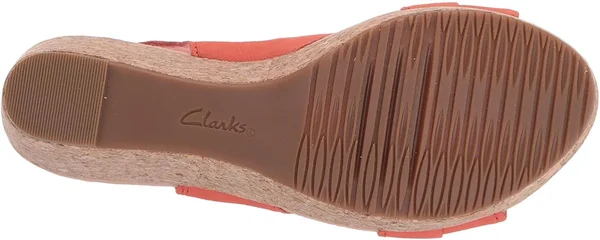Clarks Women's Annadel Ivory Wedge Sandal, Size: 6, Coral Nubuck