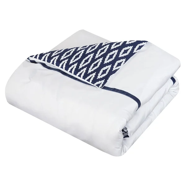 Strick & Bolton Josephine 9-Piece Reversible Navy/ White Bed in A Bag Comforter Set - Size: King, Blue