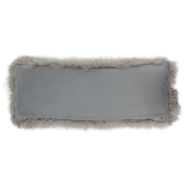 Saro 3564.GL1436B 14 x 36 in. Oblong Gold Mongolian Lamb Fur Throw Pillow with Poly Filling