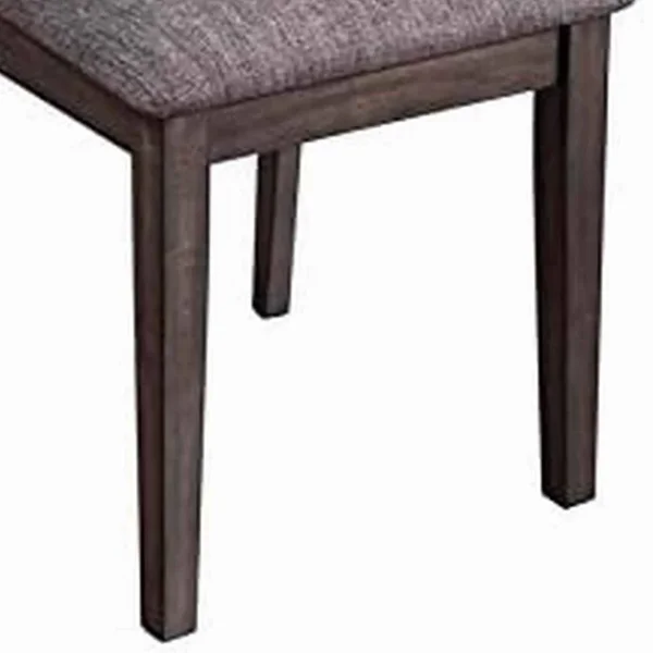 Wood Side Chair with Slatted Backrest and Padded SEAT - Set of 2, Dark Brown