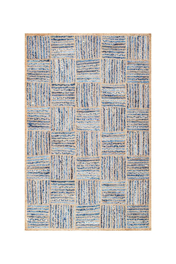 nuLOOM Elva Hand Braided Jute Blue 2& 6x22 x 8& Area Rug