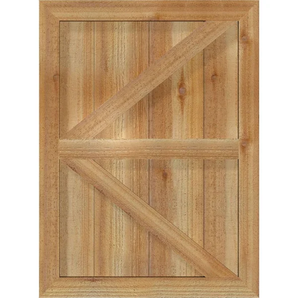 26 7/8x22W x 22x22H TimberCraft Five 5 3/8x22 Boards Framed Board-n-Batten Shutters w/Z-Bar, Rough Sawn Western Red Cedar (Per P