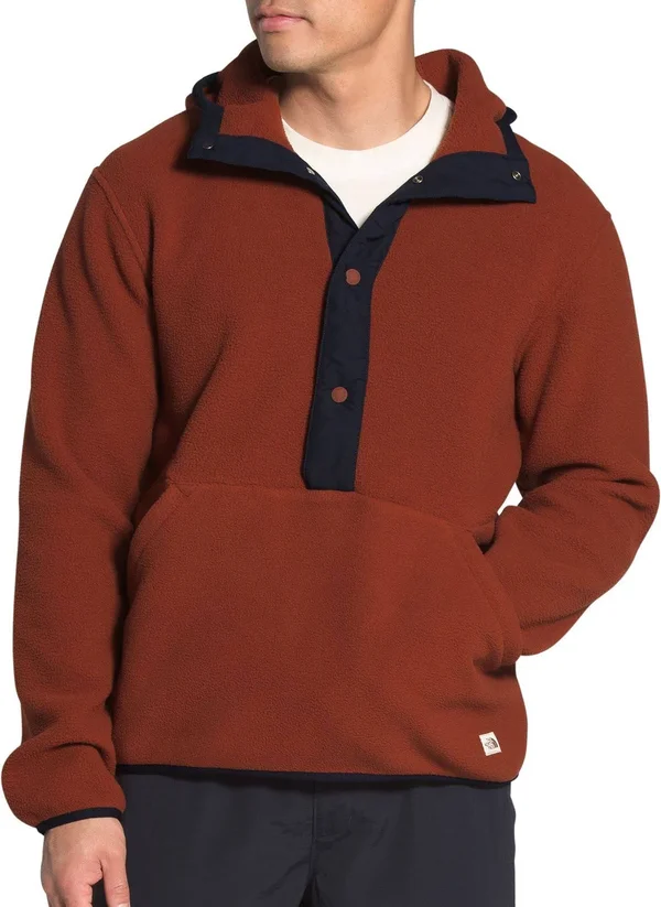 The North Face Men's Carbondale ¼ Snap Hoodie, Large, Brandy Brown/Aviator Navy