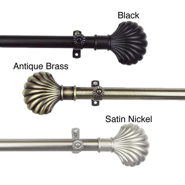 InStyleDesign Shelly Adjustable Curtain Rod - 48 to 84 inch - Black