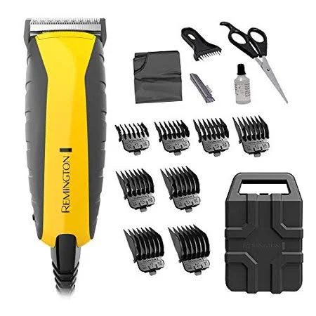 Remington Hc5850 Virtually Indestructible Haircut Kit & Beard Trimmer, Hair Clippers for Men (15 Pieces), Colors Vary, Black