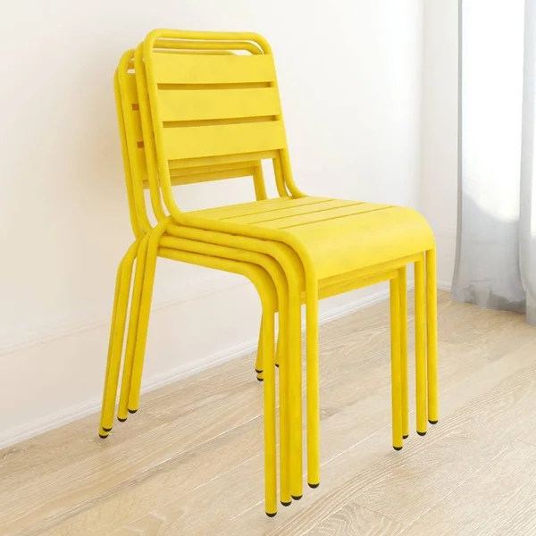 Novogratz Poolside Gossip, June Stacking Dining Chairs, 4 Pack, Yellow