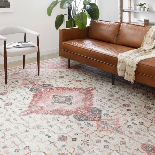 Alexander Home Leanne Traditional Distressed Printed Area Rug - Adult Unisex, Size: 7&6 x 9&6, Red