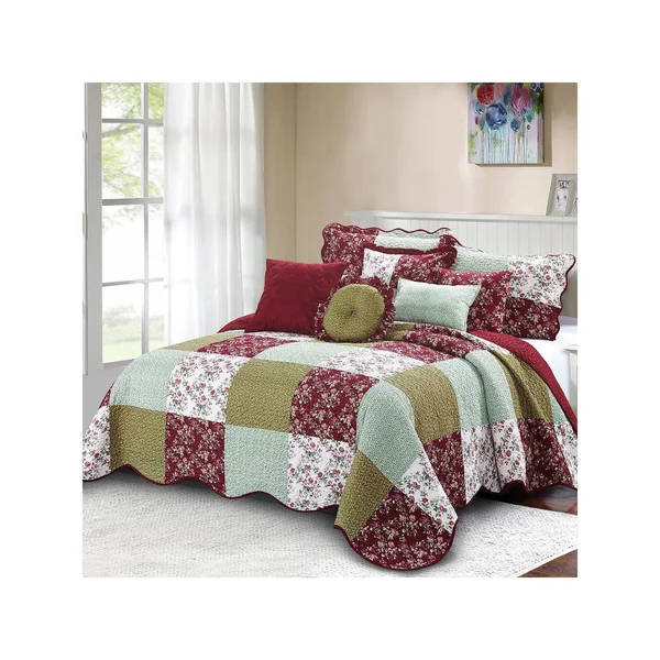 Serenta Patchwork 8 Piece Quilt Set - Red