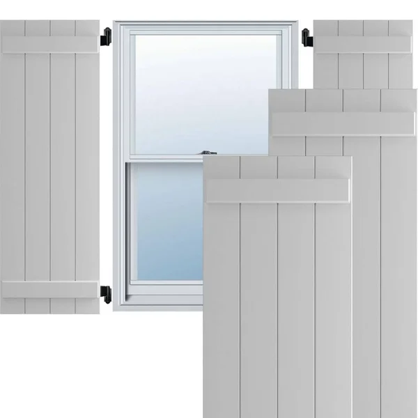 Ekena Millwork CWB18X048PRC 18x22W x 48x22H Exterior Five Board (2 Batten) Composite Board-n-Batten Shutters (Per Pair) - Primed