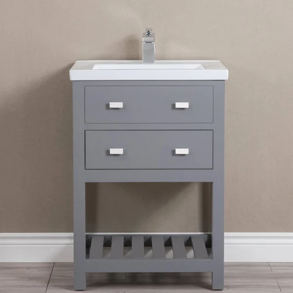 Water Creation VIOLA24G Viola Cashmere Gray 24x22 Single Bowl Ceramic Top MDF Vanity with U-Shape Drawer