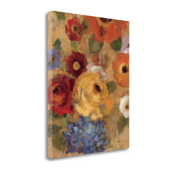 40x22 x 32x22 Jacquard Floral I Crop Giclee on Gallery Wrap Canvas