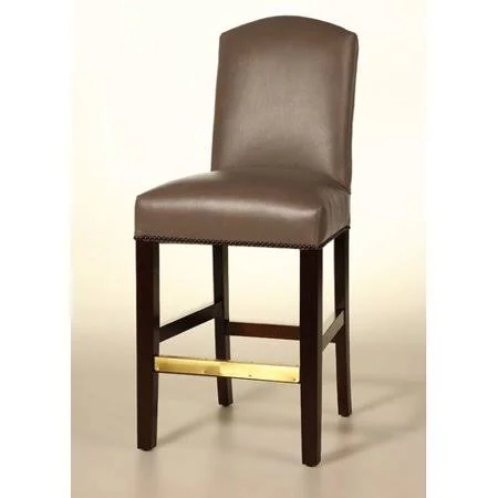 SloaneWhitney Russell 26x22 Bar Stool - Base Finish: Matte Black, Upholstery: Mushroom, Nailhead Finish: Nickle