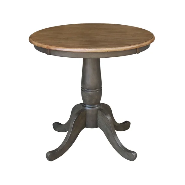 30x22 Round Top Pedestal Table with 2 San Remo Chairs - 3 Piece Set - Hickory/Washed Coal