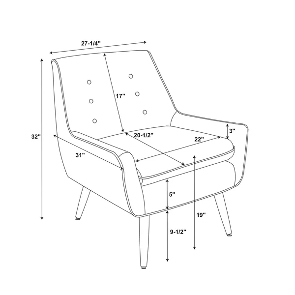 Linon Liz Pimento Chair, Orange