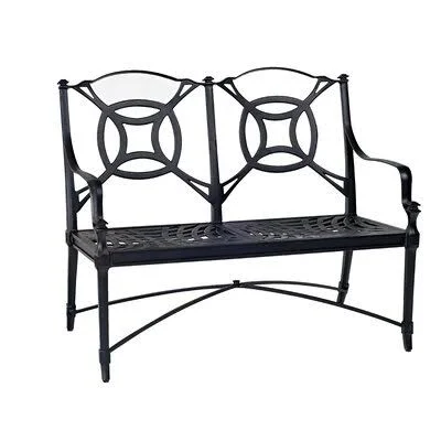 Isla Auminum Garden Bench Woodard Cushion Color: Cutter Enamel - Frame Color: Pewter Finish, Seat Height: 19.75x22