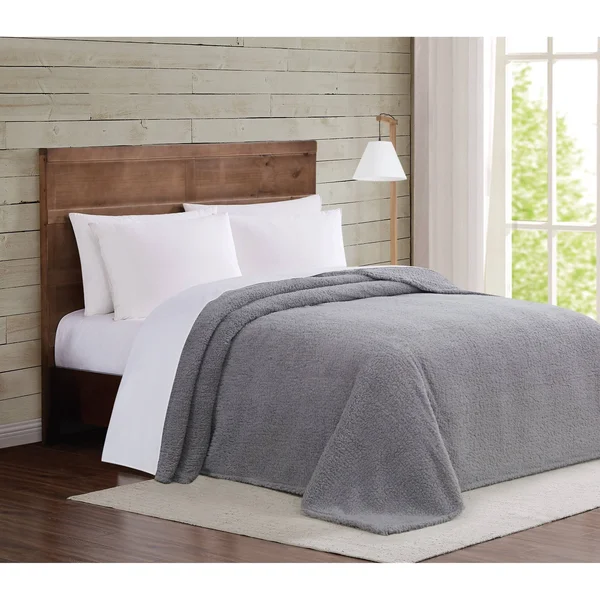 Porch & den Anton Sherpa Blanket - Twin/TXL - Olive Green