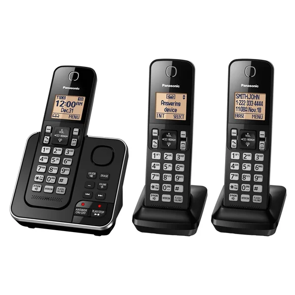Panasonic Dect 6.0 Plus 3-Handset Expandable Digital Cordless Phone w/ Answering System