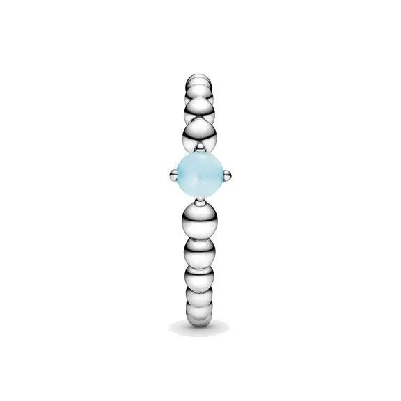 Pandora December Sky Blue Beaded Ring 56