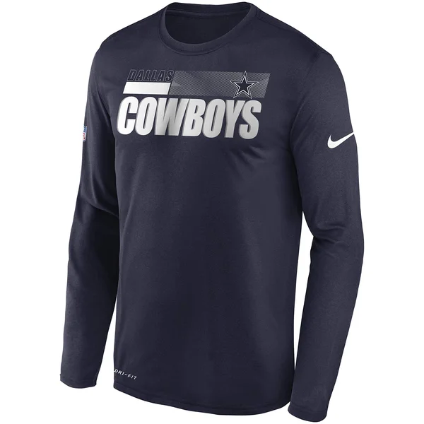 Nike Men's Dallas Cowboys Legend Sideline Long Sleeve T-Shirt - Navy, Size: Medium