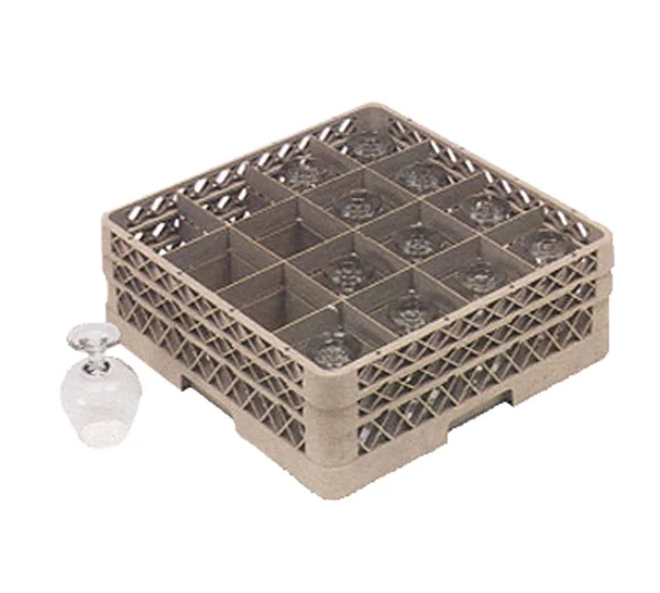 Vollrath TR8DDDD Traex Beige 16 Compartment Glass Rack W 4 Extenders