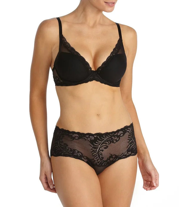 Natori Feathers Contour Plunge Bra - Size 36DDD - Cameo Rose