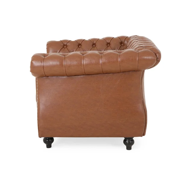 Christopher Knight Home Lucine Traditional Chesterfield Club Chair, Cognac Brown, Dark Brown